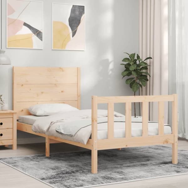 vidaXL Sängynrunko päädyllä 3FT Single täysi puu
