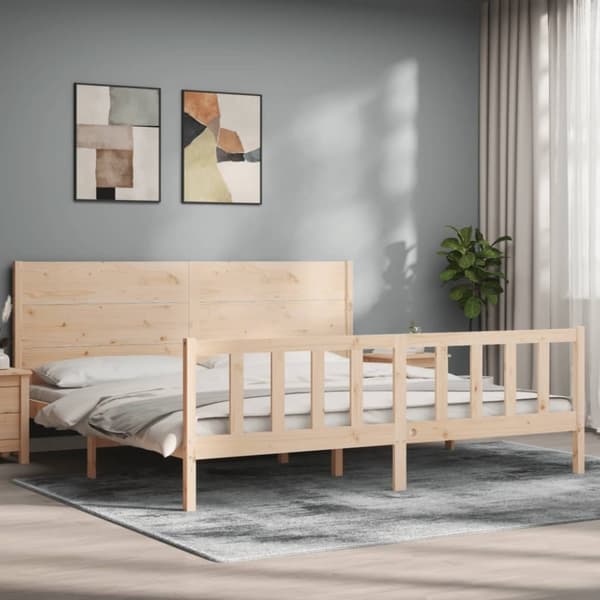vidaXL sengeramme med sengegavl 200x200 cm massivt træ