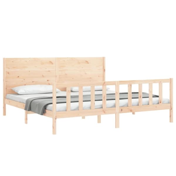 vidaXL sengeramme med sengegavl 200x200 cm massivt træ