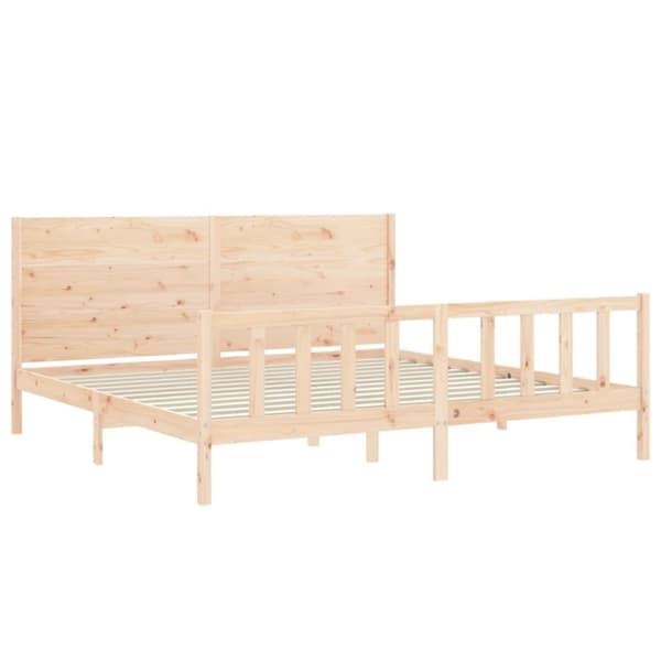 vidaXL sengeramme med sengegavl 200x200 cm massivt træ