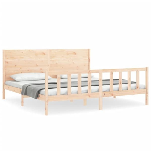 vidaXL sengeramme med sengegavl 200x200 cm massivt træ