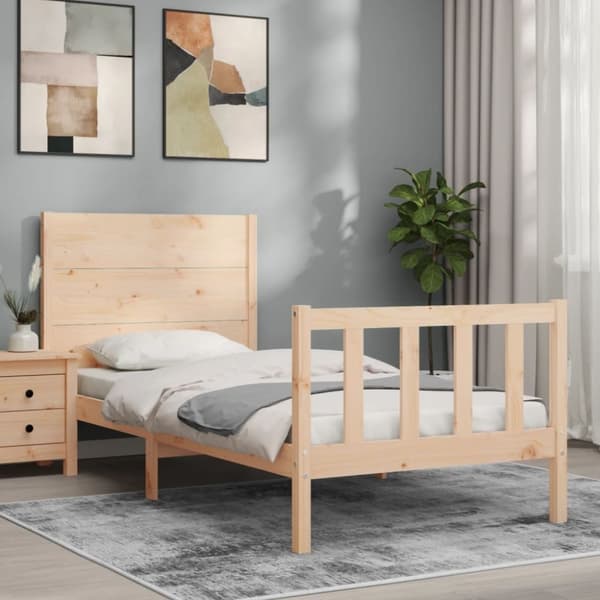 vidaXL Sengeramme med hodegavl 90x200 cm heltre