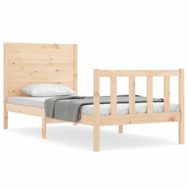 vidaXL Sengeramme med hodegavl 90x200 cm heltre