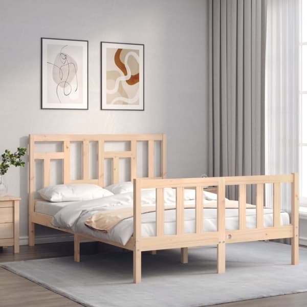 vidaXL Sengeramme med hodegavl 140x200 cm heltre