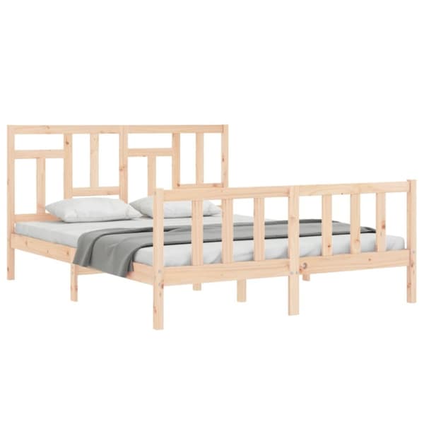 vidaXL Sengeramme med hodegavl 160x200 cm heltre