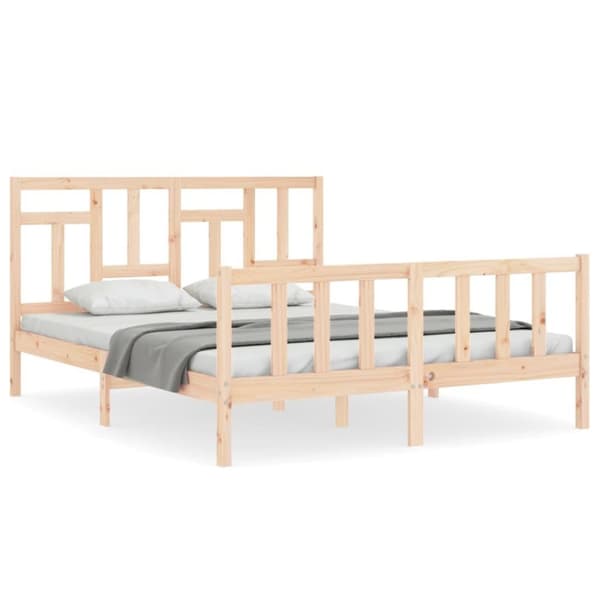 vidaXL Sengeramme med hodegavl 160x200 cm heltre