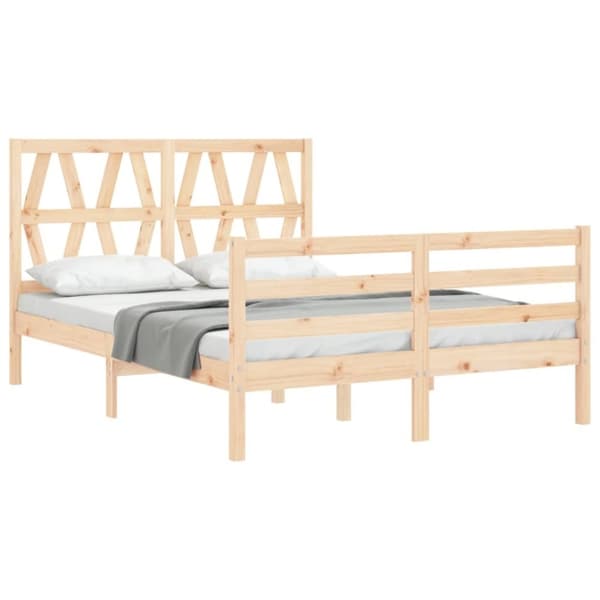 vidaXL sengeramme med sengegavl 140x200 cm massivt træ hvid