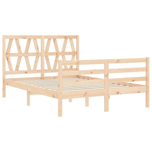 vidaXL sengeramme med sengegavl 140x200 cm massivt træ hvid
