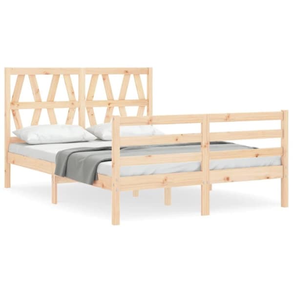 vidaXL sengeramme med sengegavl 140x200 cm massivt træ hvid