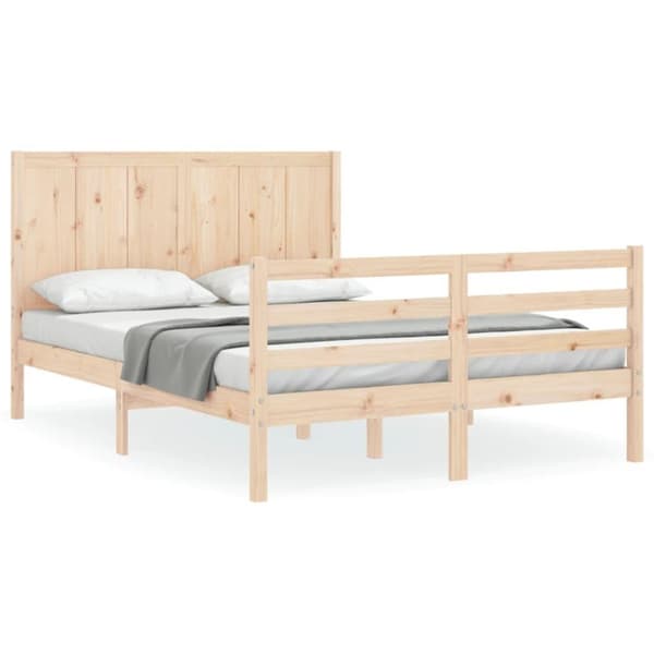 vidaXL sengeramme med sengegavl Small Double massivt træ