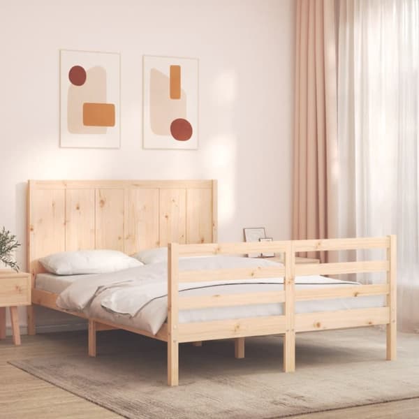 vidaXL sengeramme med sengegavl 120x200 cm massivt træ hvid