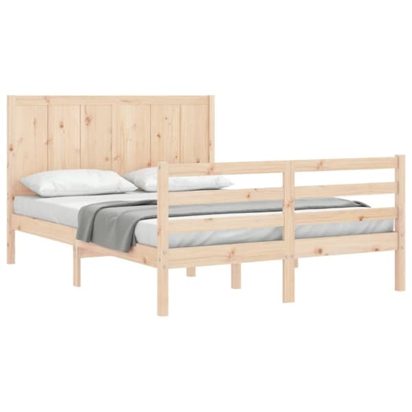 vidaXL sengeramme med sengegavl 120x200 cm massivt træ hvid