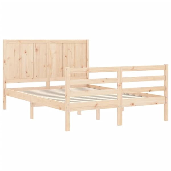 vidaXL sengeramme med sengegavl 120x200 cm massivt træ hvid