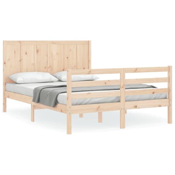 vidaXL sengeramme med sengegavl 120x200 cm massivt træ hvid