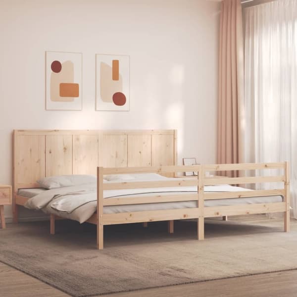 vidaXL Sängynrunko päädyllä 200x200 cm täysi puu
