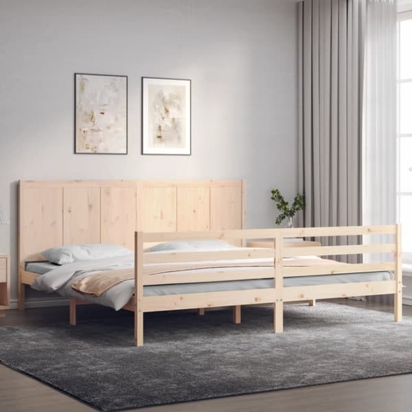 vidaXL Sängynrunko päädyllä 200x200 cm täysi puu