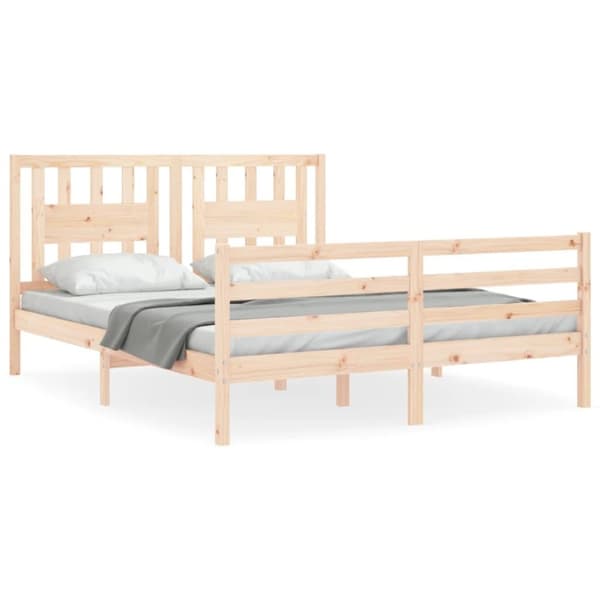 vidaXL Sengeramme med hodegavl 160x200 cm heltre