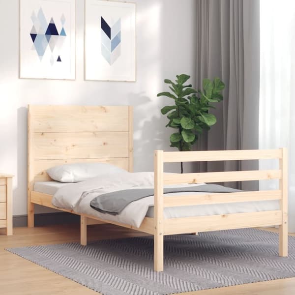 vidaXL Sengeramme med hodegavl 90x200 cm heltre
