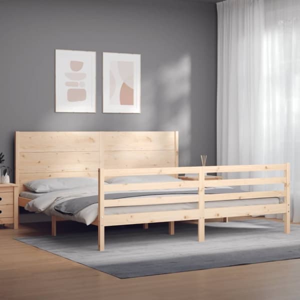 vidaXL sengeramme med sengegavl 200x200 cm massivt træ