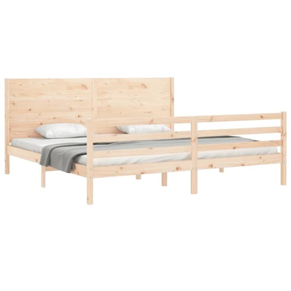 vidaXL sengeramme med sengegavl 200x200 cm massivt træ