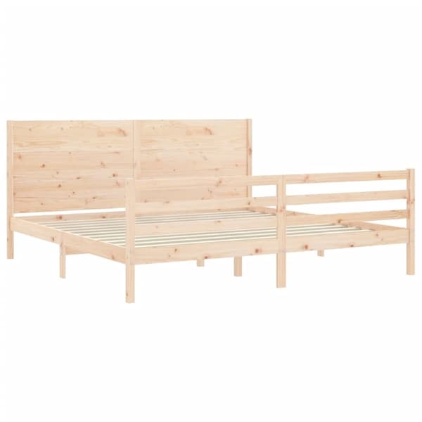 vidaXL sengeramme med sengegavl 200x200 cm massivt træ