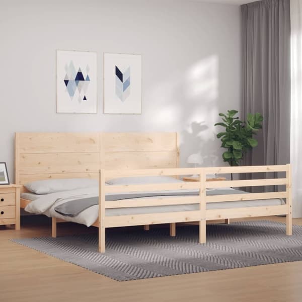vidaXL sengeramme med sengegavl 200x200 cm massivt træ