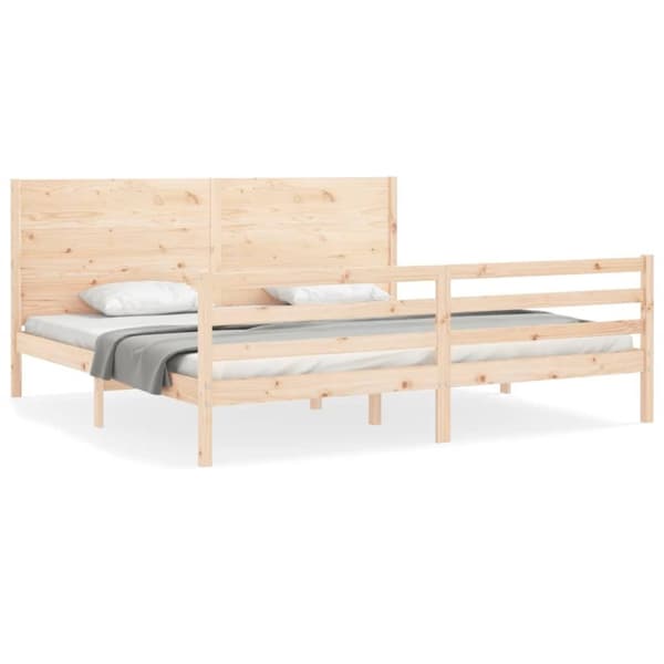 vidaXL sengeramme med sengegavl 200x200 cm massivt træ