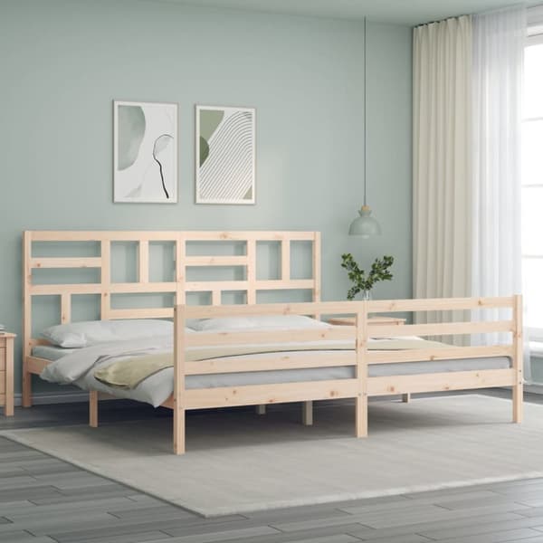 vidaXL Sengeramme med hodegavl 200x200 cm heltre