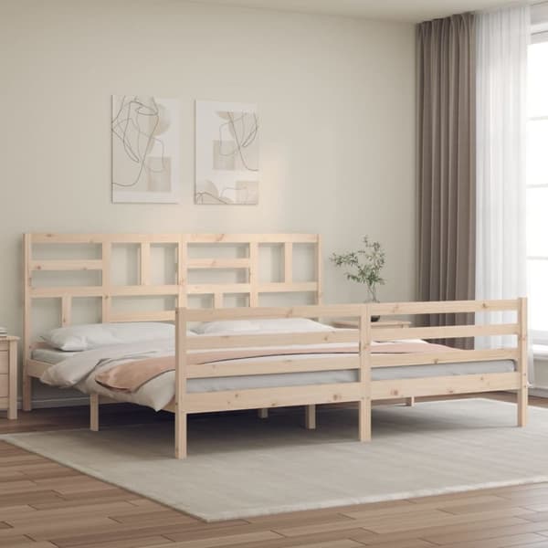 vidaXL Sengeramme med hodegavl 200x200 cm heltre