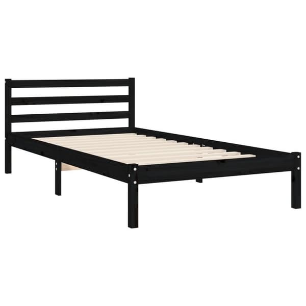 vidaXL Sängynrunko päädyllä musta 90x200 cm täysi puu