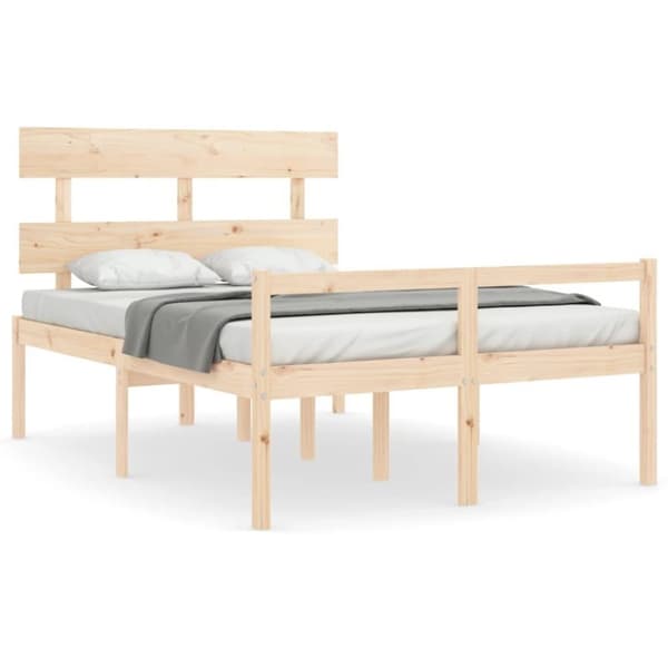 vidaXL Seniorseng med hodegavl small double heltre