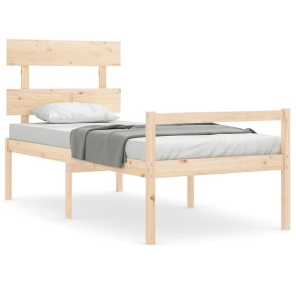 vidaXL Seniorseng med hodegavl 90x200 cm heltre