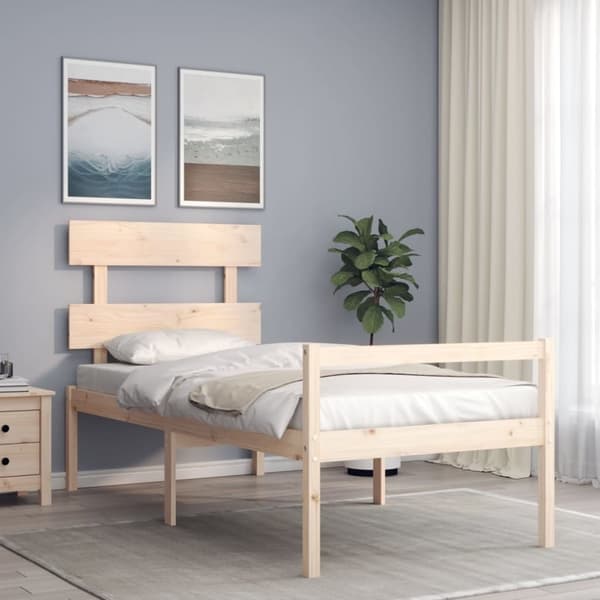 vidaXL Vanhusten sänky päädyllä 90x200 cm täysi puu
