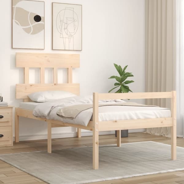 vidaXL Sängynrunko päädyllä 90x200 cm täysi puu
