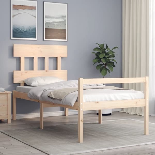 vidaXL Sängynrunko päädyllä 90x200 cm täysi puu