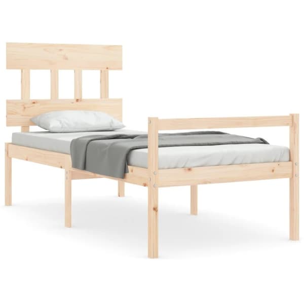 vidaXL Sengeramme med hodegavl 90x200 cm heltre