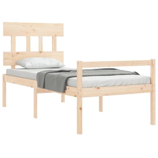 vidaXL Sengeramme med hodegavl 90x200 cm heltre