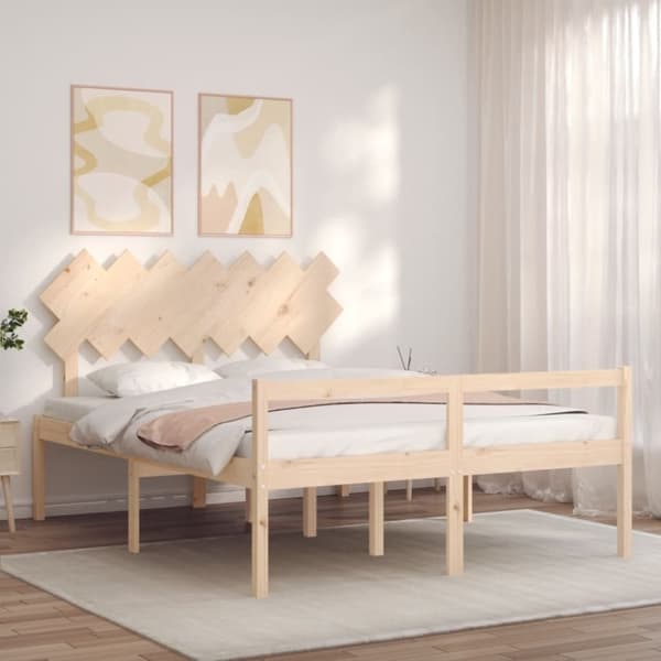 vidaXL Sengeramme med hodegavl 140x190 cm heltre