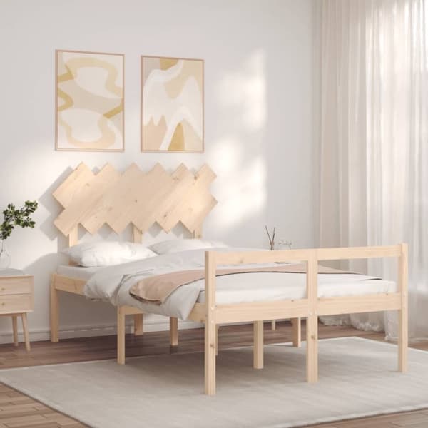 vidaXL sengeramme med sengegavl Small Double massivt træ