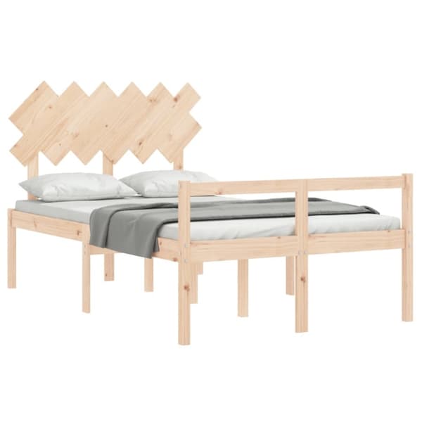 vidaXL sengeramme med sengegavl Small Double massivt træ