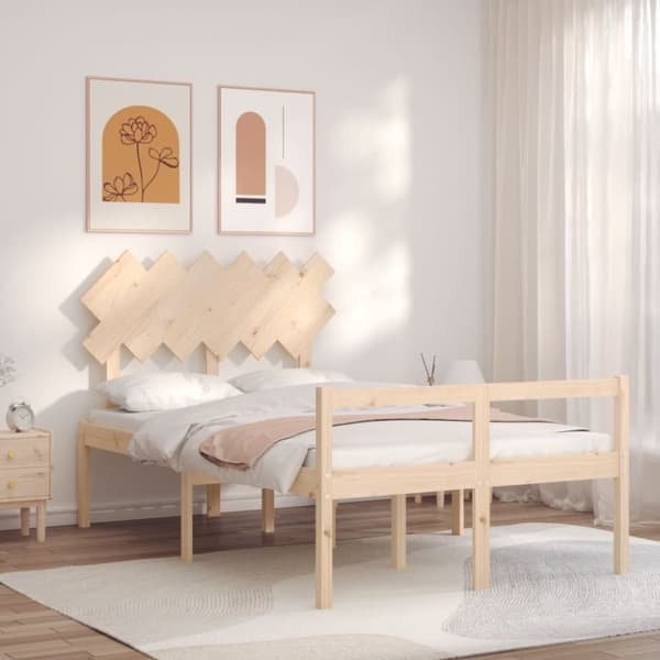 vidaXL sengeramme med sengegavl Small Double massivt træ