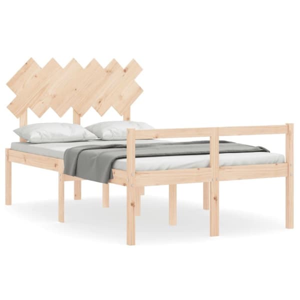 vidaXL sengeramme med sengegavl Small Double massivt træ