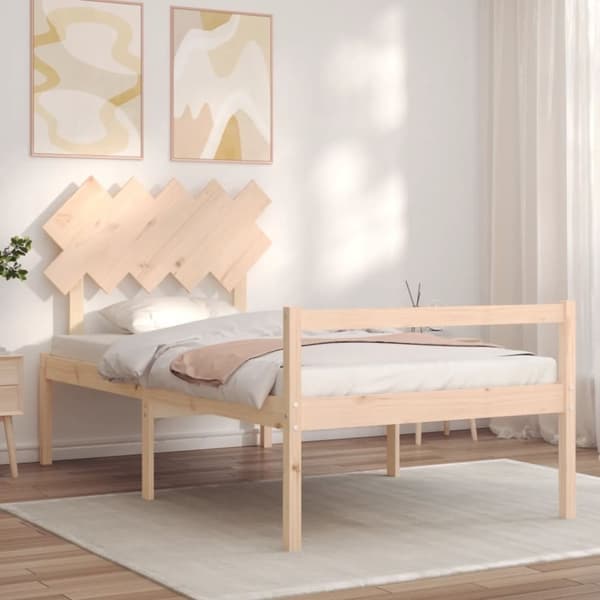 vidaXL sengeramme med sengegavl 100x200 cm massivt træ