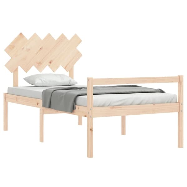 vidaXL sengeramme med sengegavl 100x200 cm massivt træ