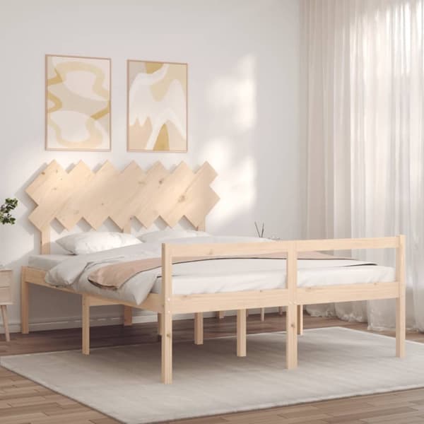 vidaXL Sengeramme med hodegavl 140x200 cm heltre