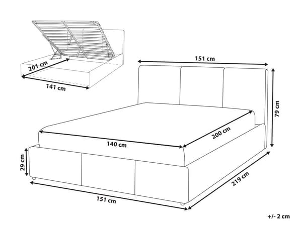 Ottoman Bed Ljusbeige sammet Klädsel Dubbel Storlek 140 x 200 cm Tuftad Huvudgavel Förvaringsfunktion