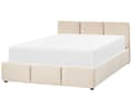 Miniatyrbild 5 av 11: Ottoman Bed Ljusbeige sammet Klädsel Dubbel Storlek 140 x 200 cm Tuftad Huvudgavel Förvaringsfunktion
