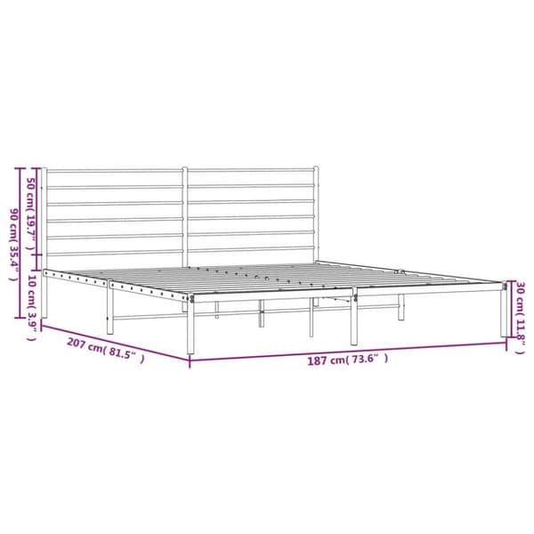 vidaXL sengeramme med sengegavl 180x200 cm metal sort