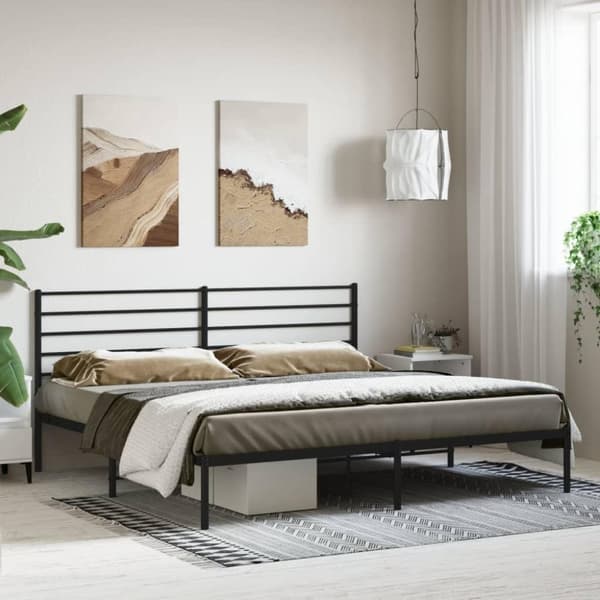 vidaXL sengeramme med sengegavl 180x200 cm metal sort