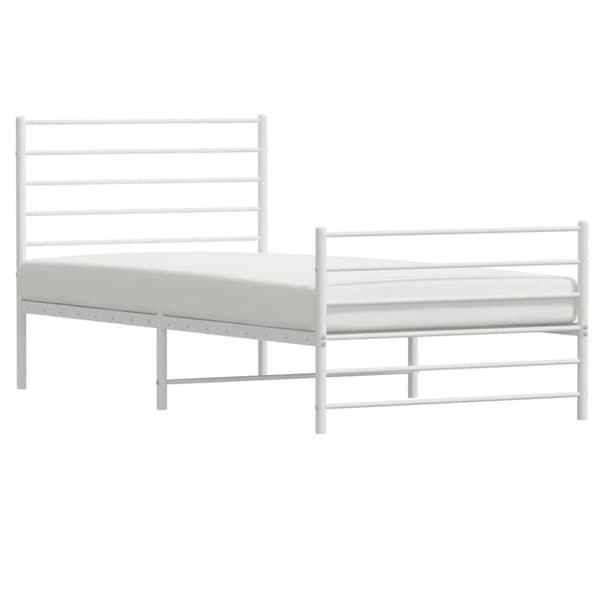 vidaXL Sängram med huvudgavel och fotgavel vit metall 80x200 cm